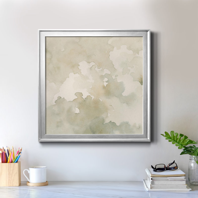 «Warm Clouds», toile abstraite encadrée de qualité supérieure - prête à être accrochée, H 26,5 po x l 26,5 po x P 1,5 po