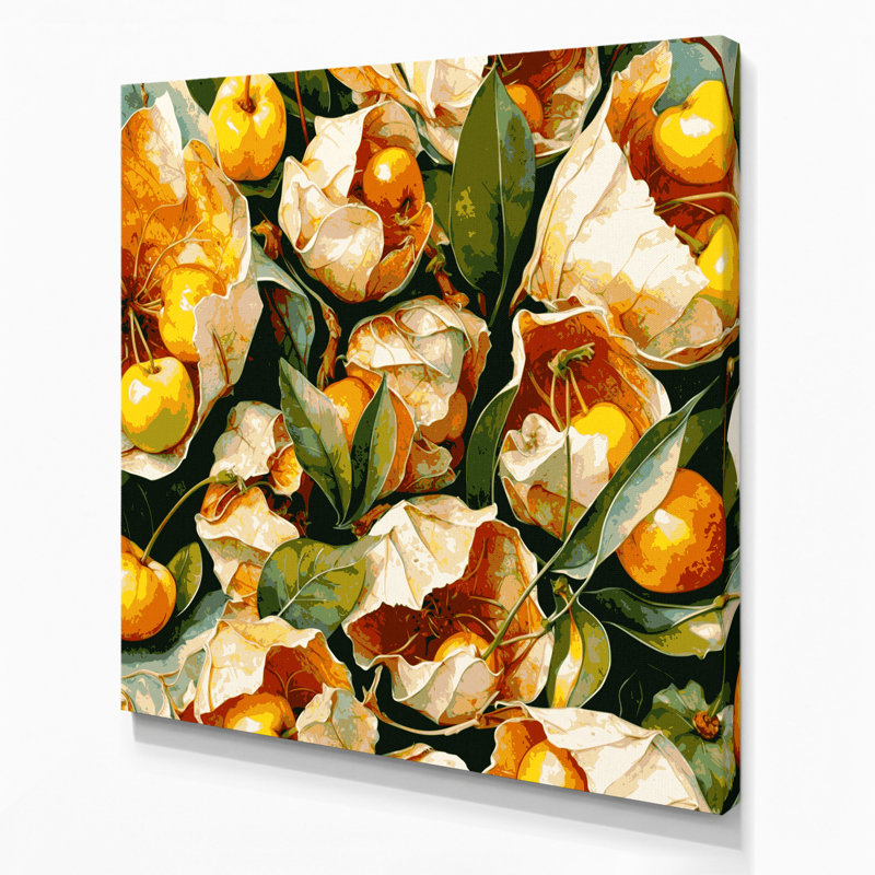 Fruit Ground Cherry Beige Canvas Wall Art, 12" H x 12" W