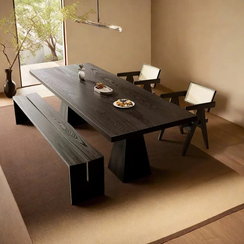 Simple rectangular large dining table, 29.53"H x 62.99"L x 27.56"W