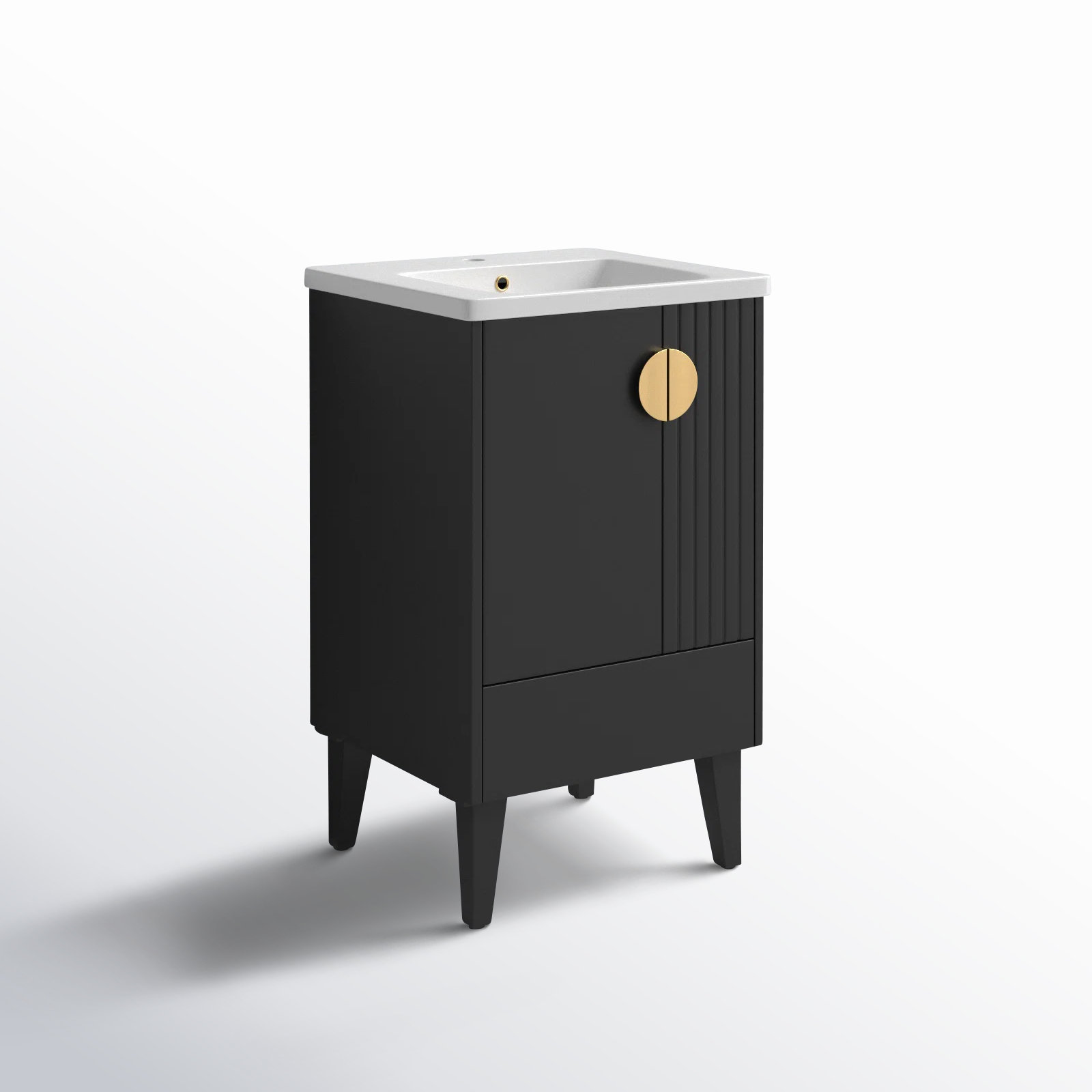 Saimah 20'' Single Bathroom Vanity, Satin Brass, Black