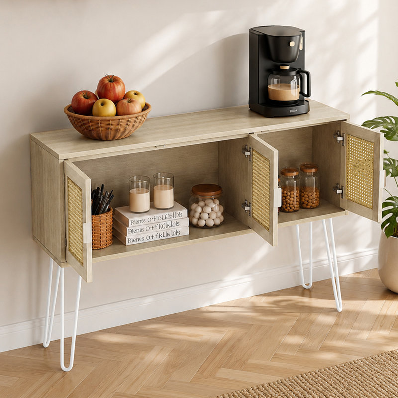 Console 47,2 po en bois avec rangement, table d'entrée, table de canapé pour le couloir, naturel, Natural Wood/White