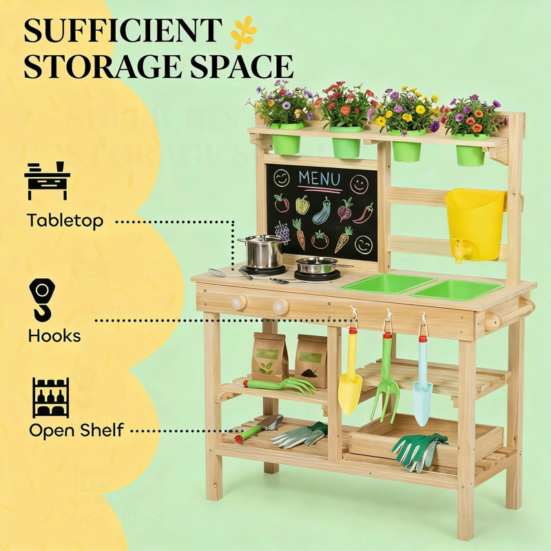 Wooden Play Kitchen,Fun Kids Mud Kitchen