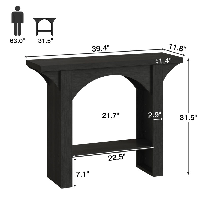 Modern 39" Wooden Console Table with Tape Lights