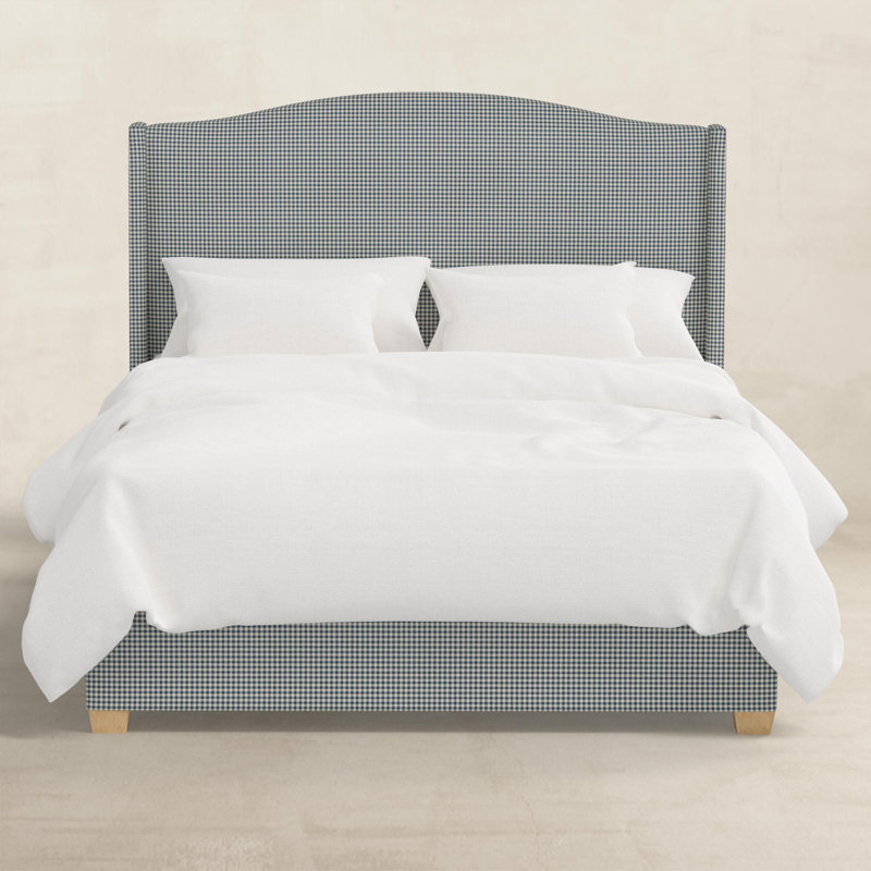 Upholstered Wingback Bed, Denim, Twin