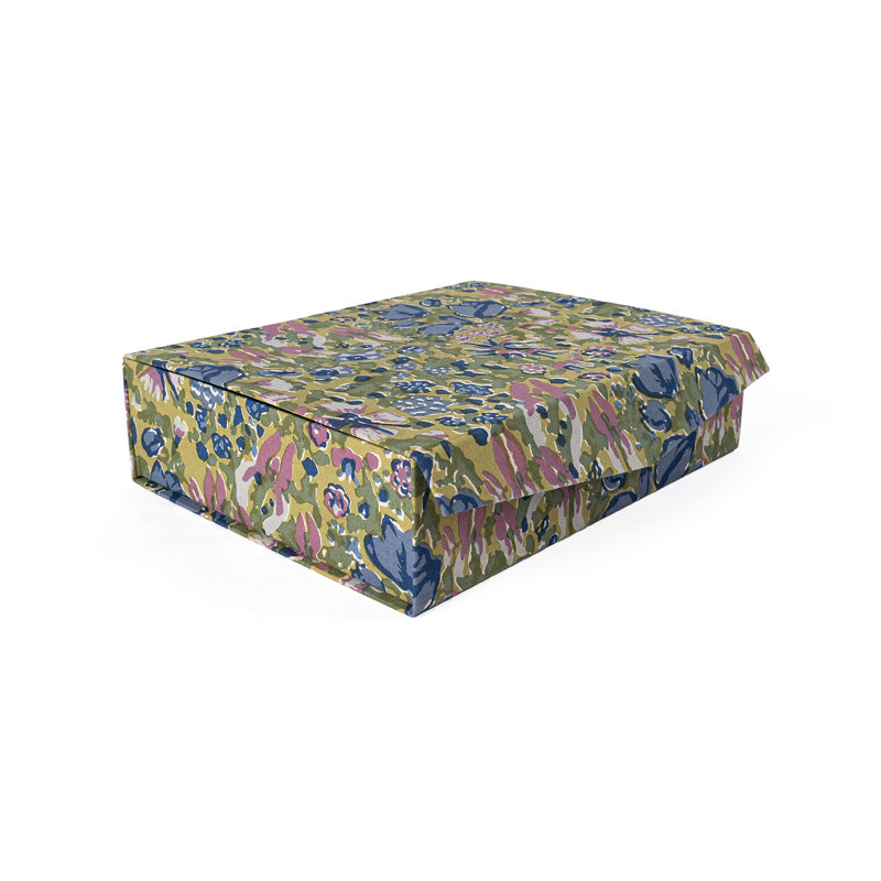 Hand Printed Floral Cotton Rectangular Decorative Box