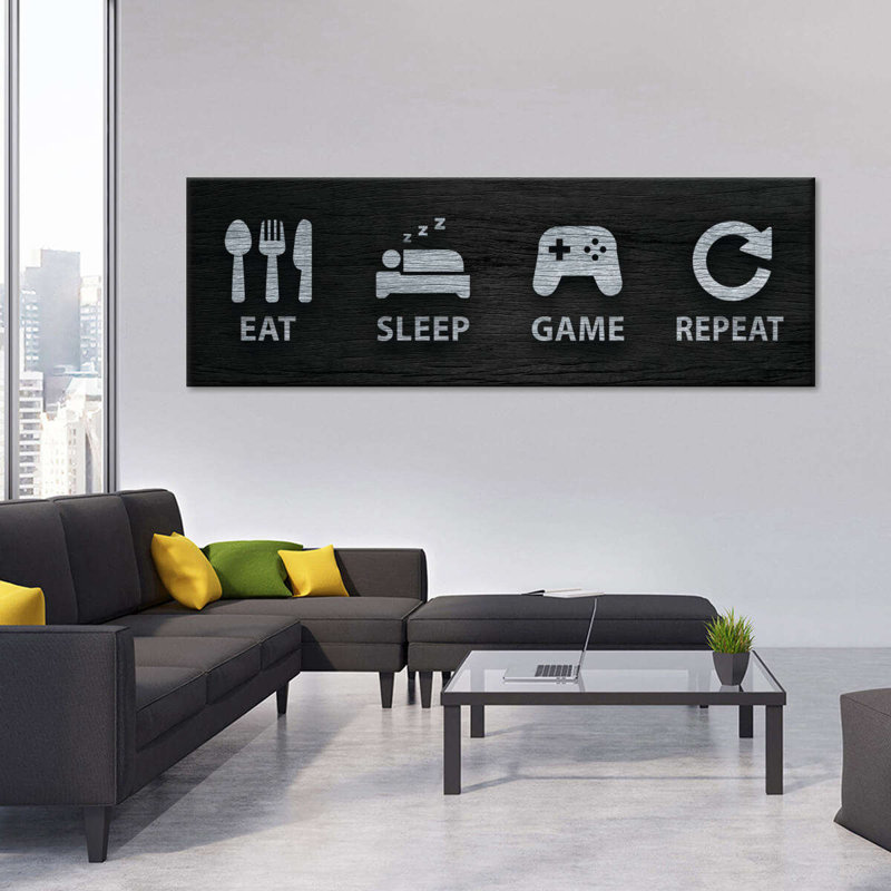 " Eat Sleep Game Repeat Icons " by Logic Nerds, 8" H x 24" W x 1" D