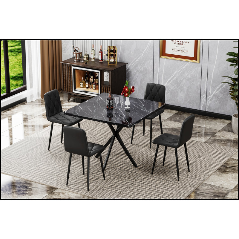 Table de salle à manger Mid Century, Noir