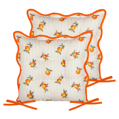 Fruits Oranges Gingham Indoor/Outdoor Seat Pads