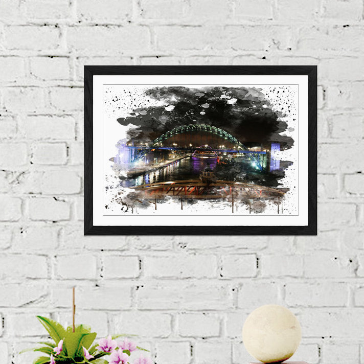 Tyne Bridge Newcastle - Wall Art, 45cm H x 62cm W, Framed Picture
