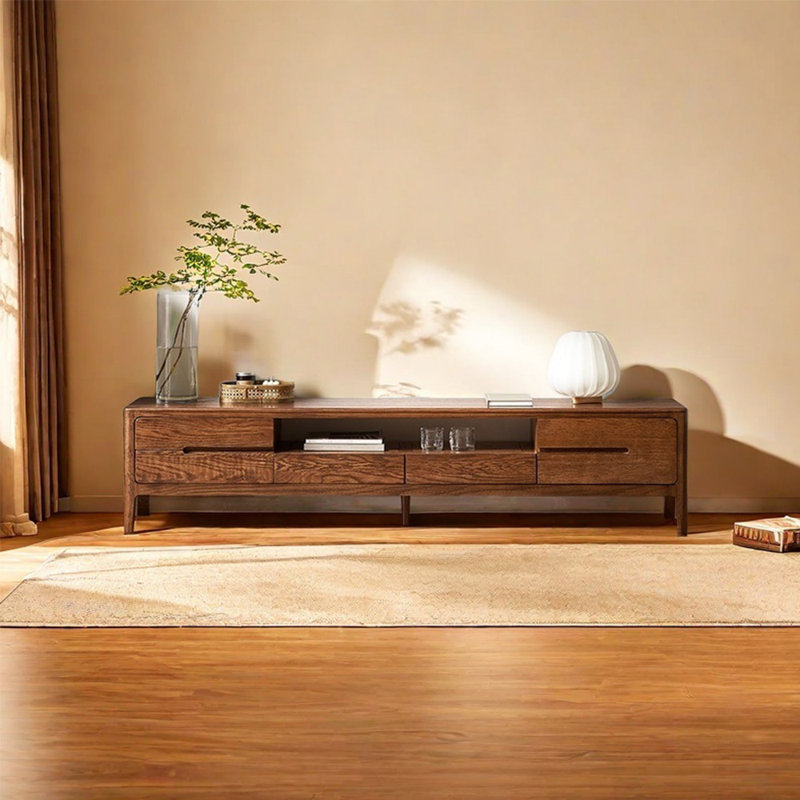 Classic solid wood TV cabinet, 86.61"