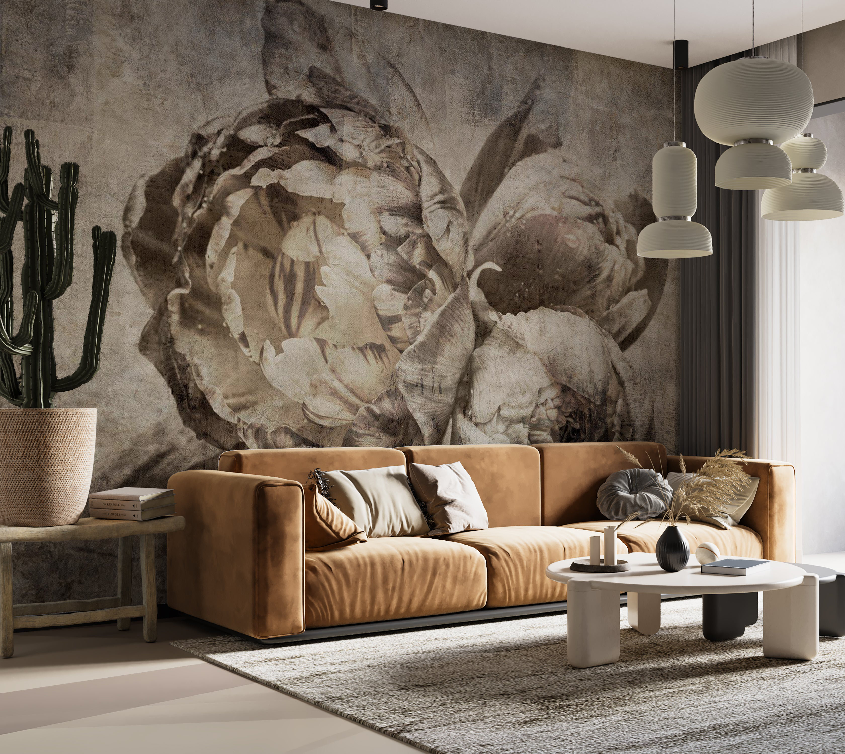 Red Barrel Studio® Floral Wallpaper Wall Mural - Industrial Bunch | Wayfair