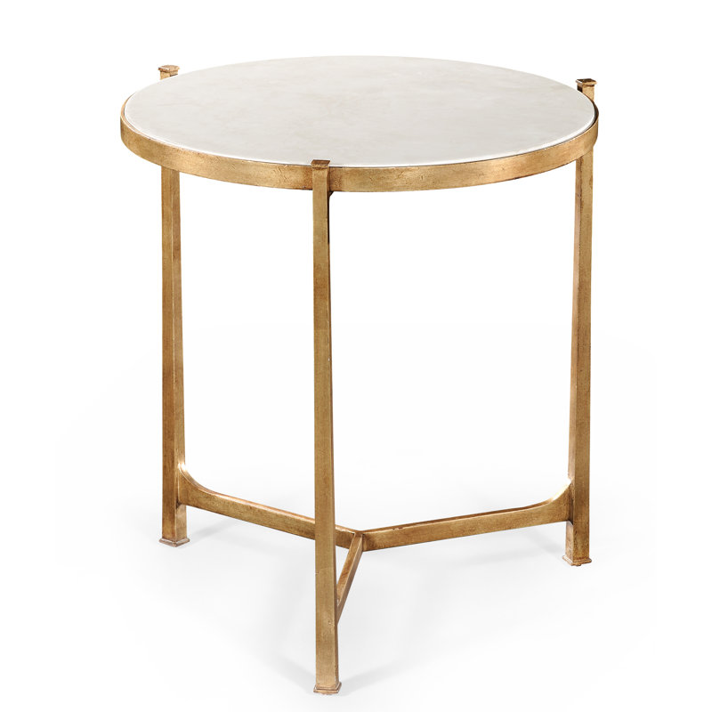 Luxe End Table, Gilded Iron, Genuine Sliver