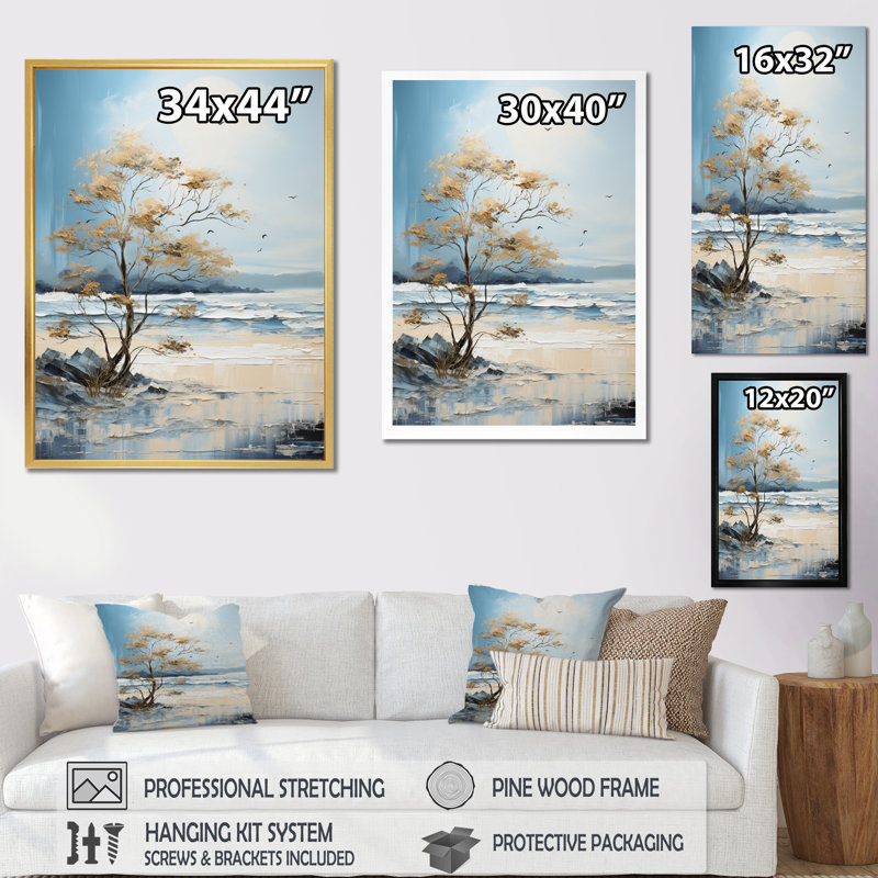 Nautique et plage, art mural sur toile, H 32 po x l 16 po, Cadre flottant noir