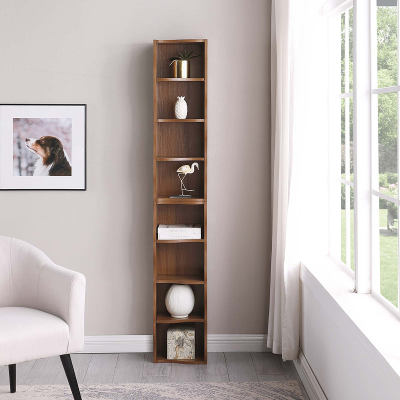 8-Layer Adjustable Shelf Ultra-Thin Bookshelf With A Wavy Border Design,Display And Multi-Functional Bookshelves In Home Offices