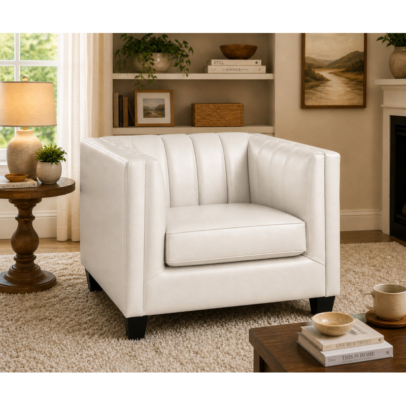 Telfair 2 - Piece Living Room Set, Cream Leather Match