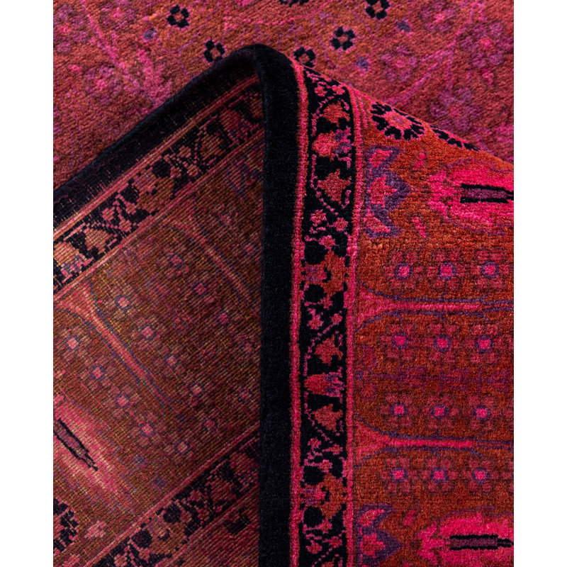 Overdyed Hand-Knotted Wool Modern-Contemporary Pink Runner 3' 1" x 12' 7"