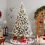 Sapin de Noël floqué avec lumières DEL-1816226954