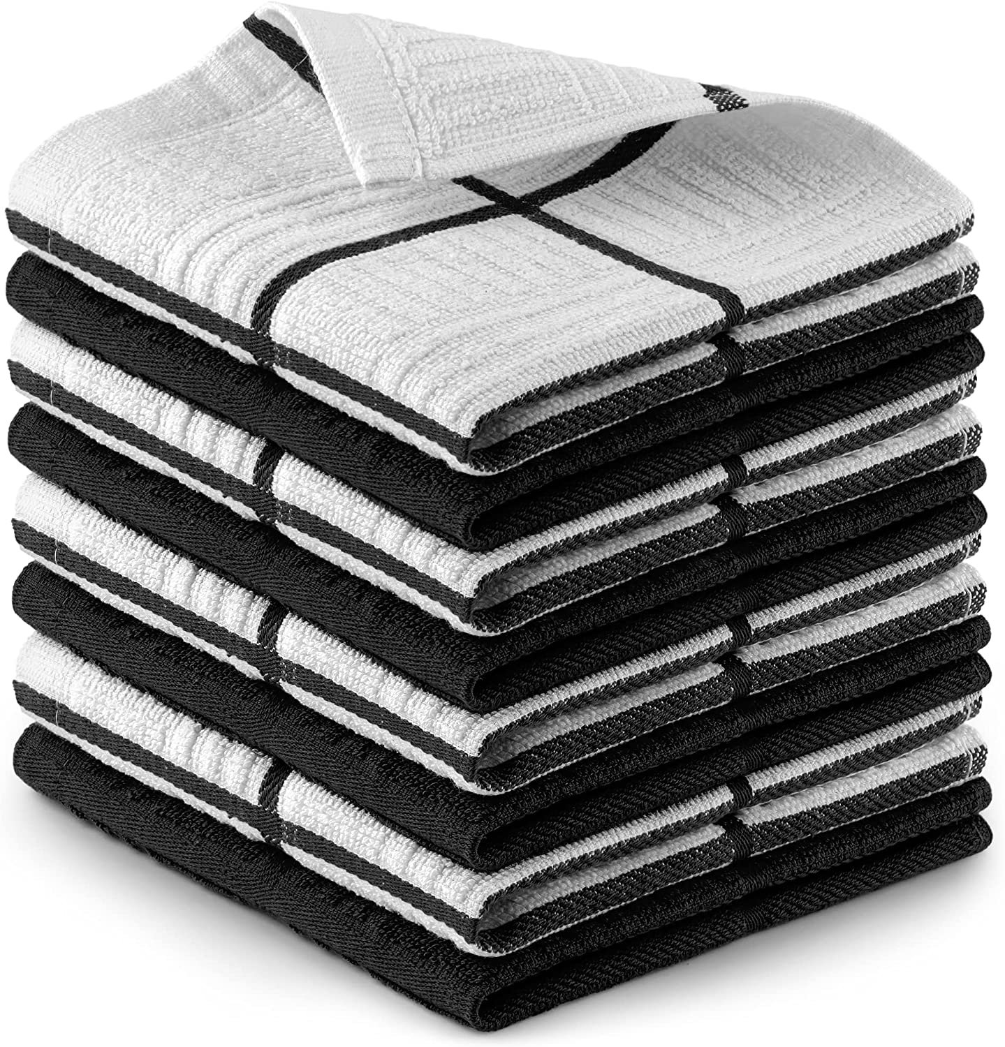 Zulay Kitchen Cotton Wash Cloths - 8 Pack Absorbent Kitchen Towels ...