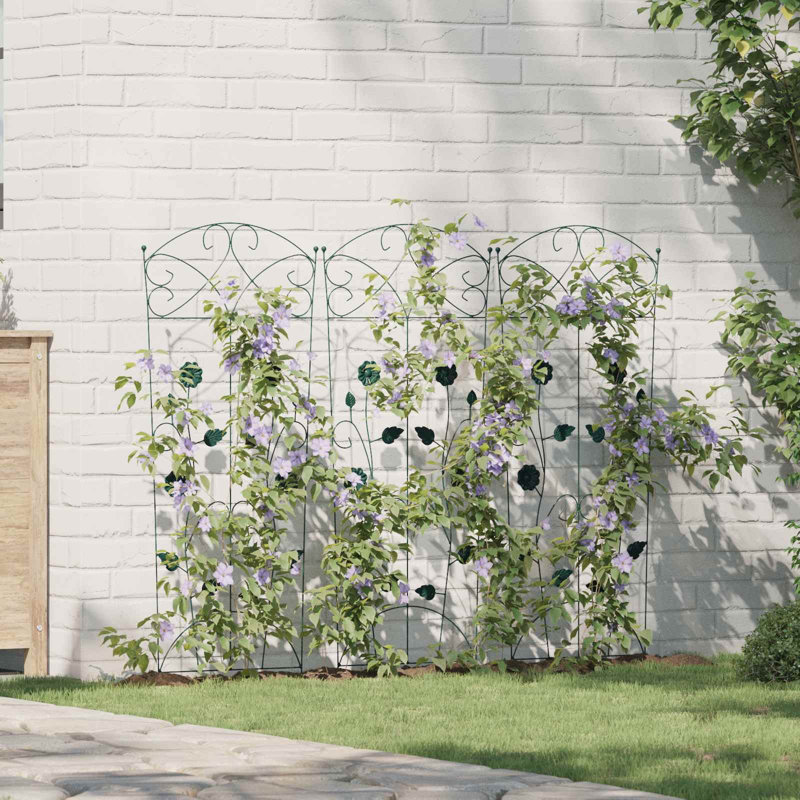 110.5cm H x 42.5cm W Steel Border Fencing, Green