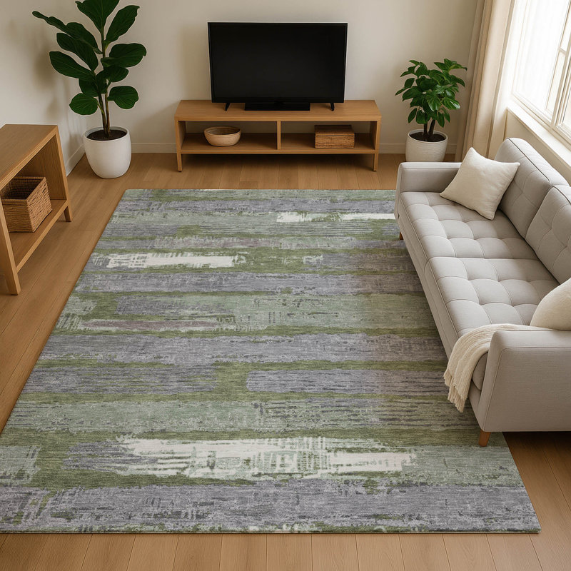Premium Machine Washable Slesnick AMF1665 Stripes Rug, Rectangle 10' x 14'