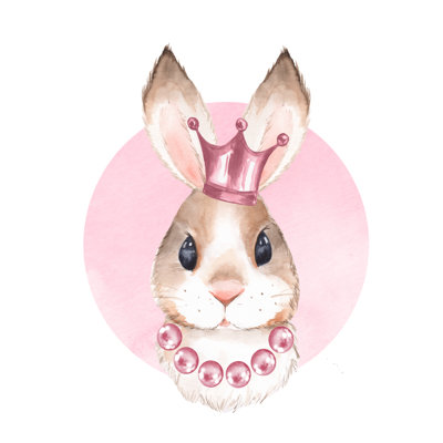 Rabbit With Crown Illustration by OGri - Wrapped Canvas Painting