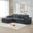 Modular Corduroy Boneless Sectional Sofa with Headrest Bolster Pillows, Cup Holder, Side Storage Pockets-1742966962