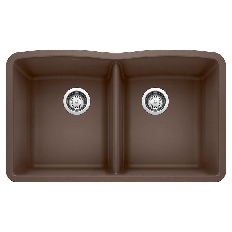 Diamond SILGRANIT 32" L x 19.36" W Double Basin Undermount Kitchen Sink, Café Brown