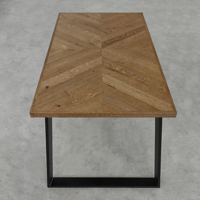 Tyree Oak Metal Base Dining Table, Brown, H75 x L120 x W80cm