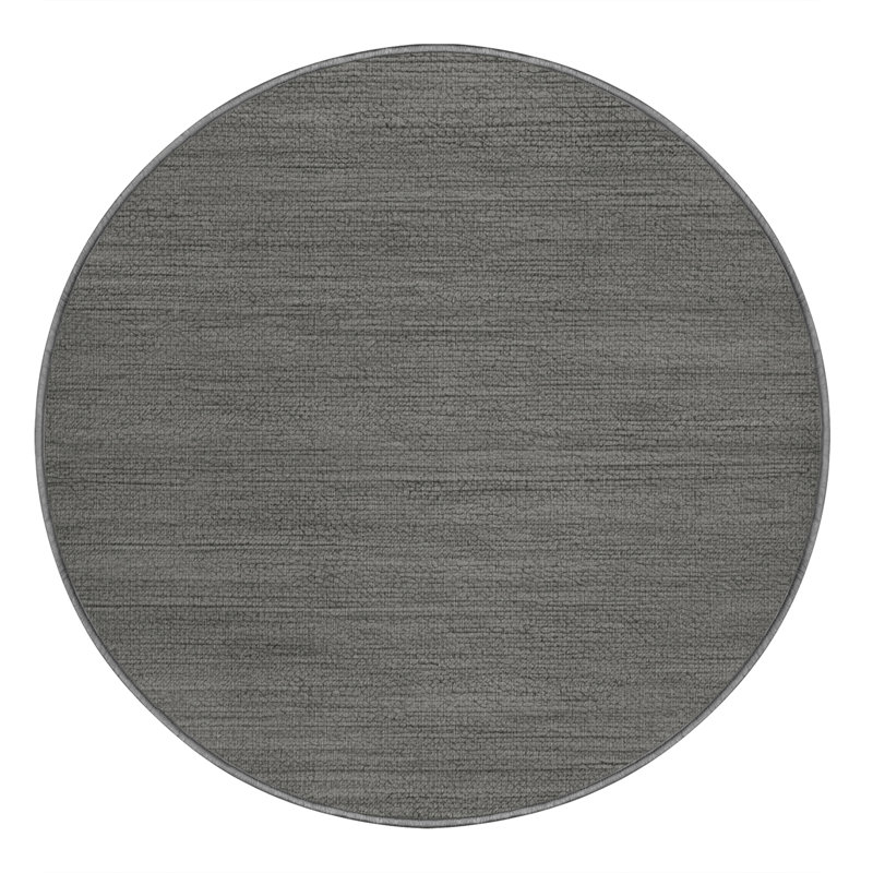 Machine Washable Solid Gray Area Rug, Round 5'