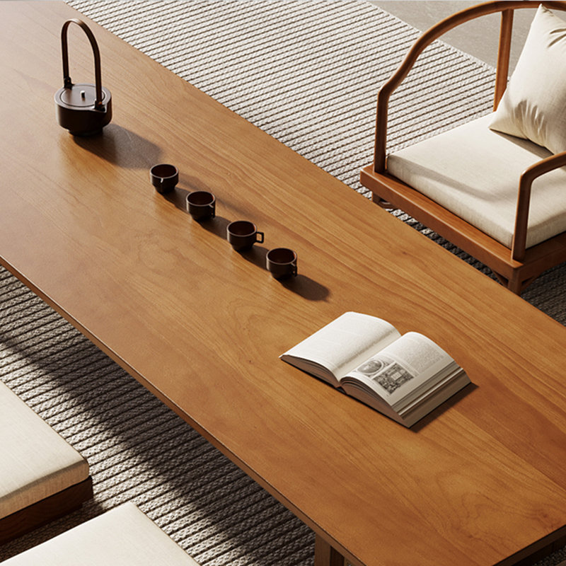 Brown Rectangular Solid Wood Coffee Tables, 13.78" H x 55.12" L x 23.62" W