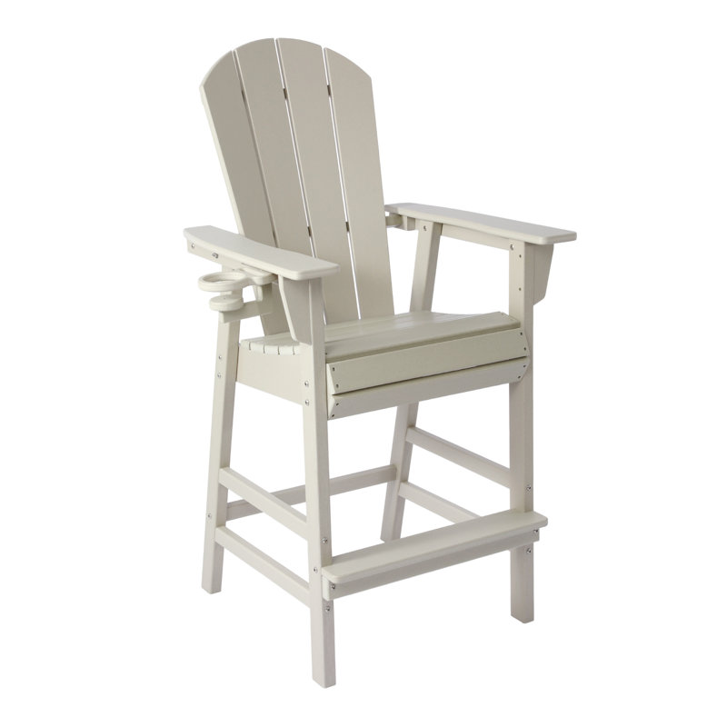 Chaise de bar Adirondack avec porte-gobelet, Beige, 29.5"