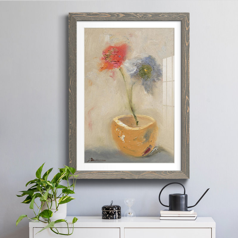 «Teacup Flowers» - Impression de cadre photo sur papier, H 31,5 po x l 23,5 po x P 1,5 po, gris