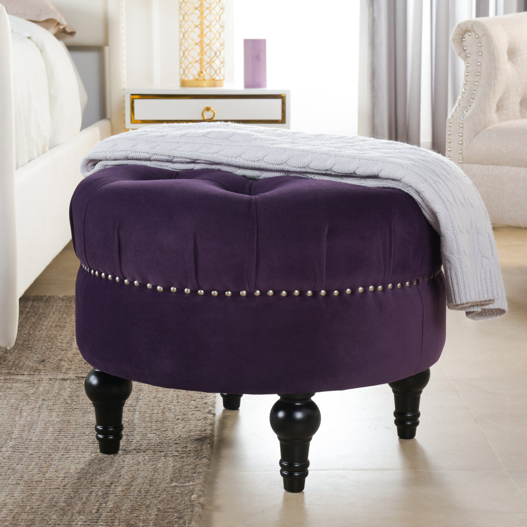 Holmquist Velvet Tufted Round Ottoman Alcott Hill® Upholstery 