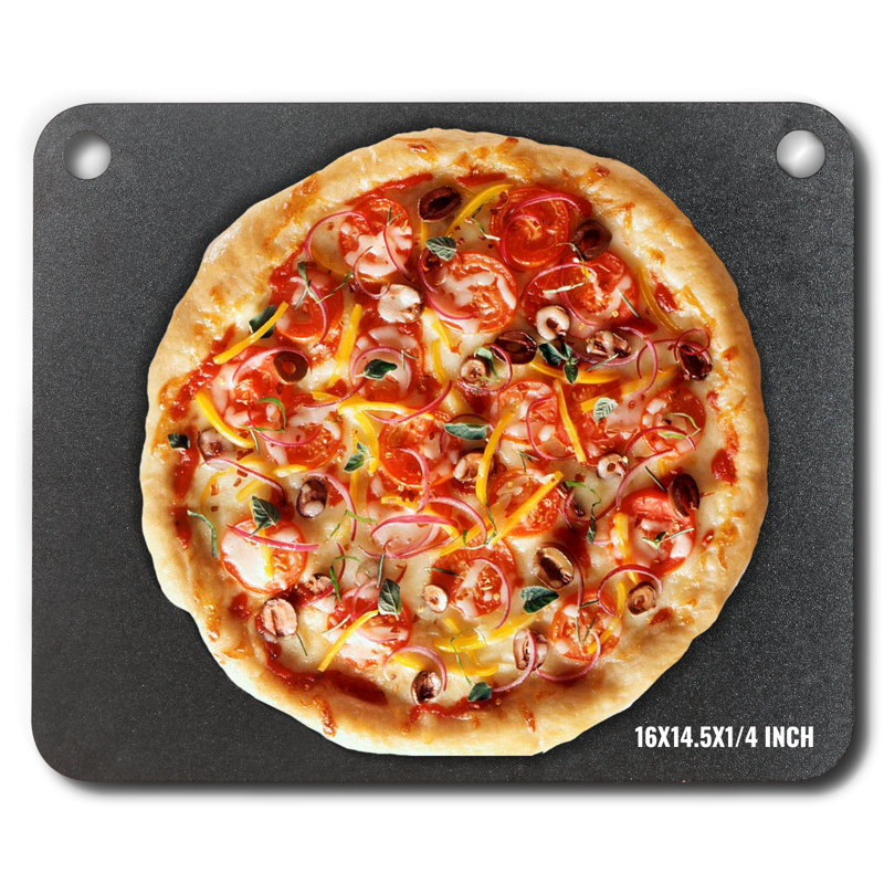 Pre-Seasoned Carbon Steel Pizza Baking Stone, 16 x 14.5 in