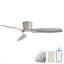 Ventilateur de plafond intelligent de 52 pouces avec lumière, ventilateur de plafond encastré avec télécommande, 3 pales en ABS gris, lumière à intensité variable de 18 W