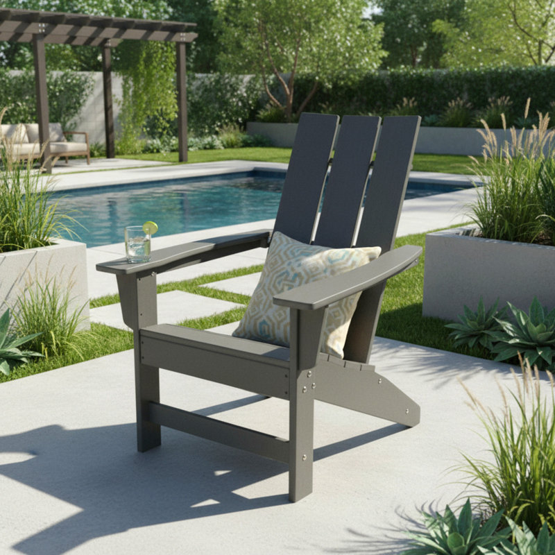 Meridian All-Weather Modern HDPE Adirondack Chair, Gray