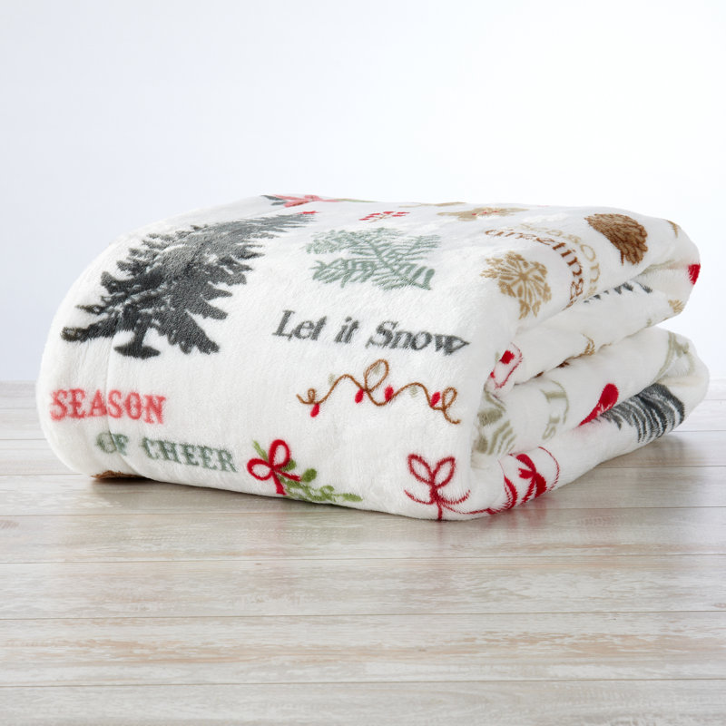 Ultra Soft Plush Reversible Holiday Throw Blanket, Holiday Time