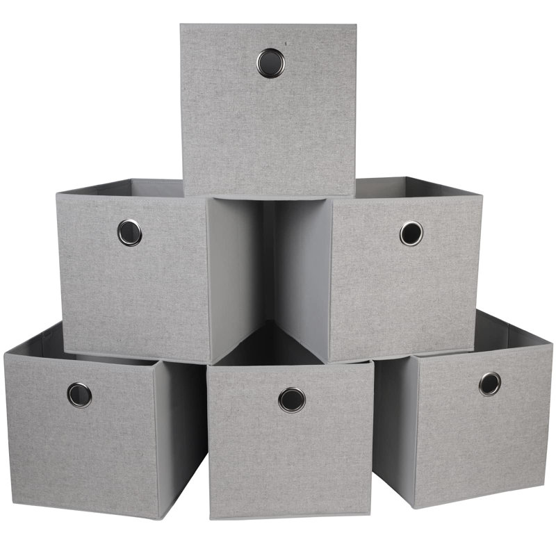 Ebern Designs Cardboard Decorative Bin, Grey