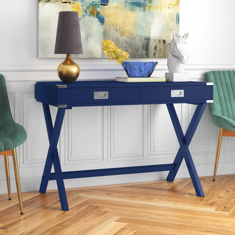Gallentine Transitional 42"L Rectangular 2-Drawer Console Table, Navy Blue