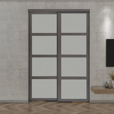 Renin 80.5 in. H Glass Sliding Closet Doors with Installation Hardware