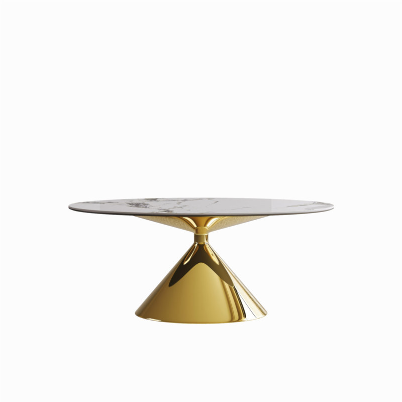 Ensemble de table de salle à manger en marbre 71 po pour 4-6 personnes - table de cuisine ovale avec base en acier inoxydable doré