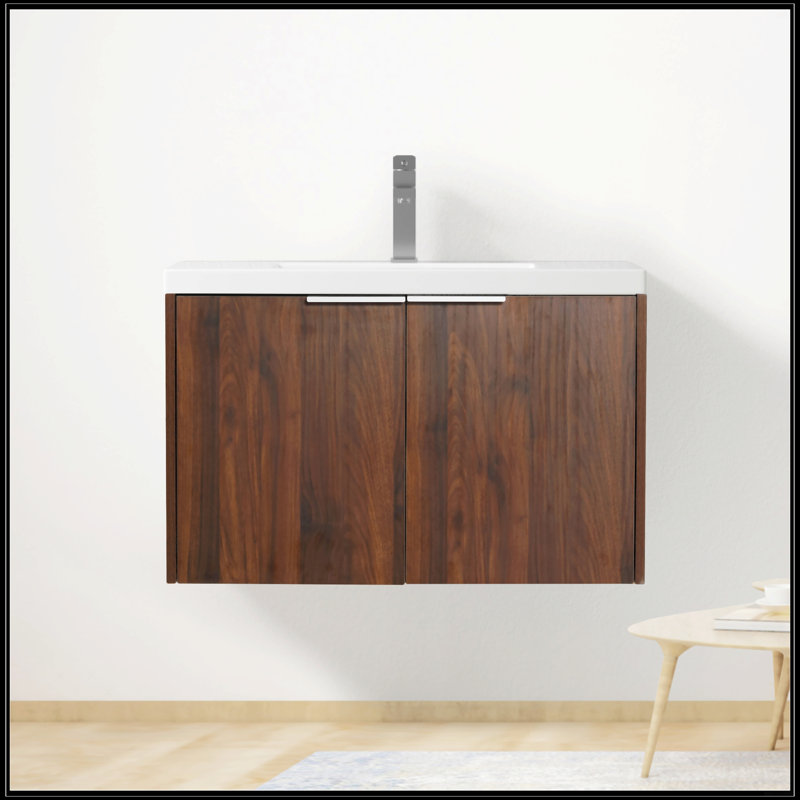 Meuble-lavabo à fermeture en douceur avec lavabo, 30", Noyer de Californie
