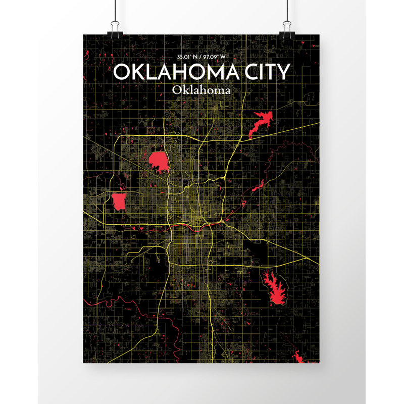 Oklahoma City Map - No Frame Print, 43.2cm H x 27.9cm W x 0.13cm D
