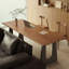 Noyer clair + bureau rectangulaire en bois massif noir et fer-194338735