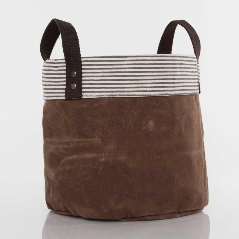 Bac de rangement en tissu ciré, Kaki, Petit