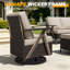 Ensemble de 6 pièces de patio en osier de patio avec canapés, 2 chaises pivotantes, 2 repose-pieds et coussin beige-1287710162-1287710161