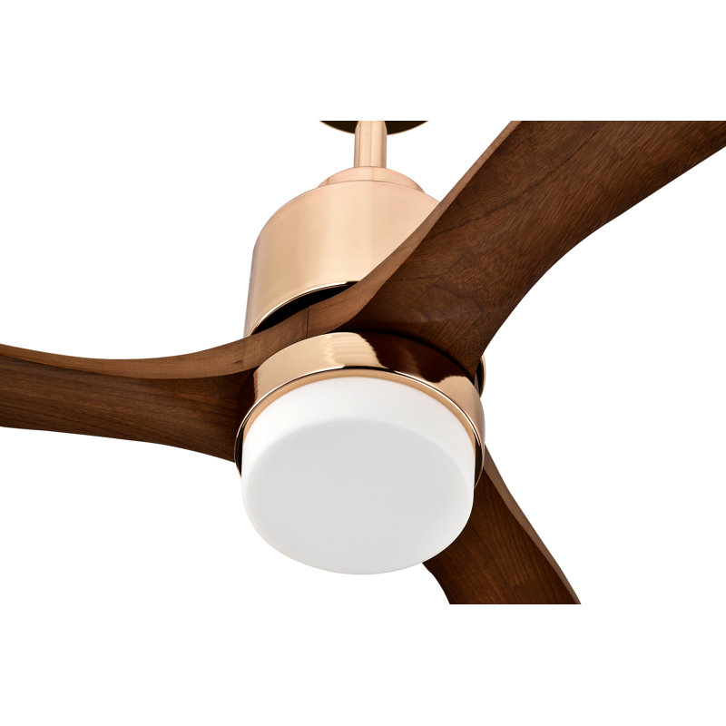 52 In. Indoor Gold Ceiling Fan With Wood Blades, 6-Speed Remote Control, Gold