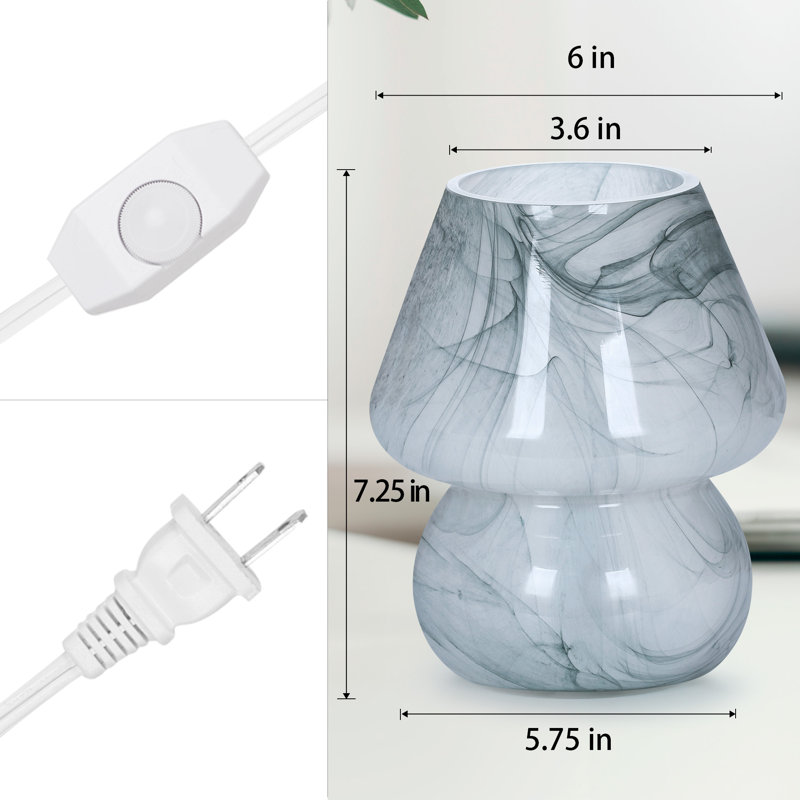 Ampoule de table de chevet en verre 7,25 po Haslom, ampoule incluse, Gris