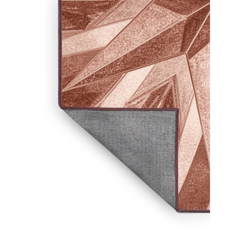 Machine Washable Alderamin Christmas Modern & Contemporary Abstract Rug in Brown – Rose Binding, 8x10
