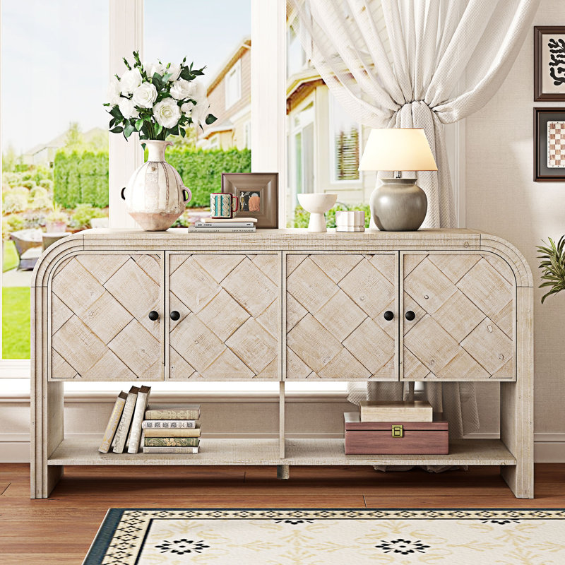 Console avec canapé et rangement, Beige/brun